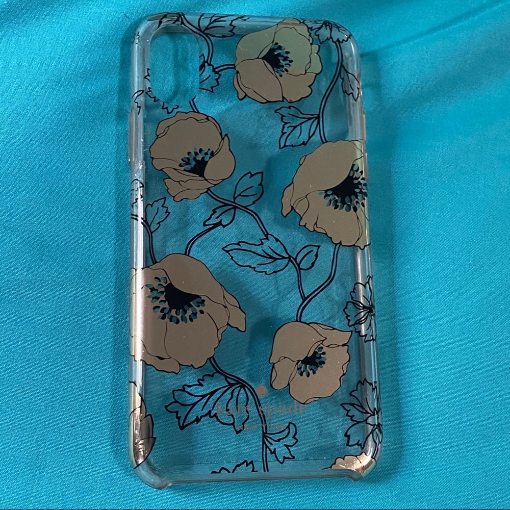 Kate spade IPHONE X case yellow gold flowers clear
